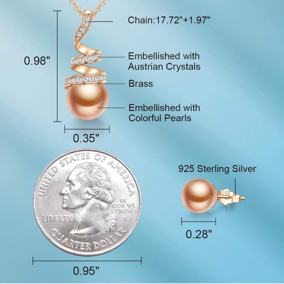 NWOT Pearl Pendant and Earring Set - Picture 5 of 7